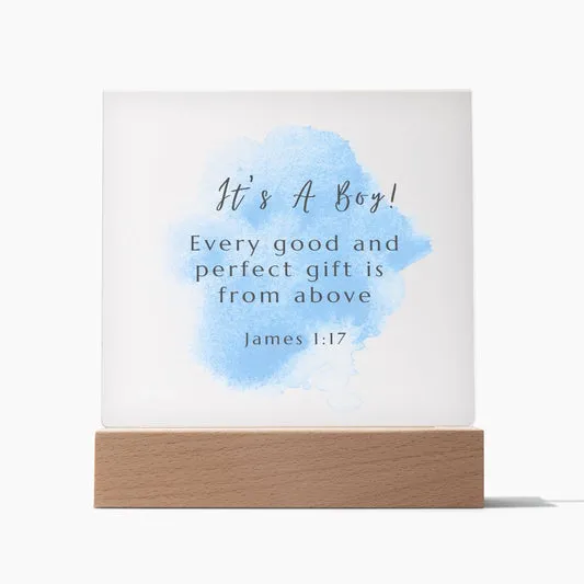 Acrylic Plaque: James 1:17 (Baby Boy)