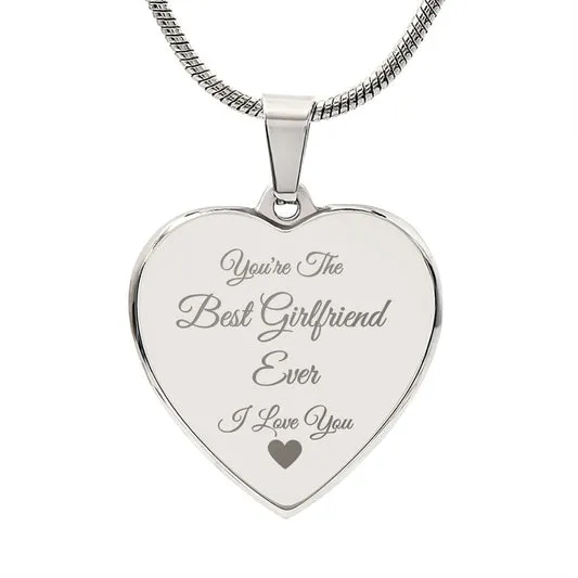 Girlfriend | Engraved Heart Necklace | Personalize Your Message on the Back