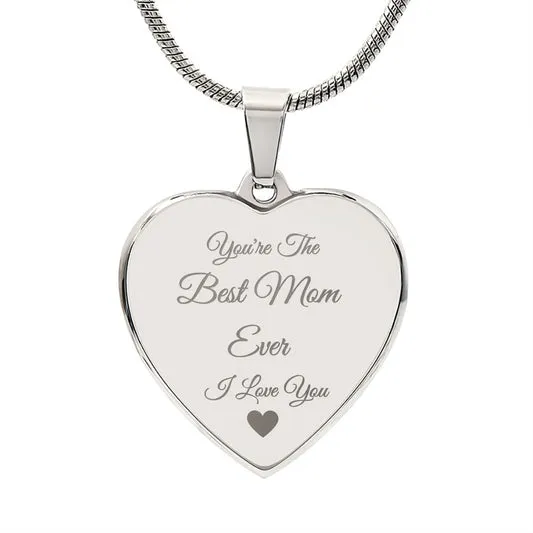 Mother| Engraved Heart Necklace | Personalize Your Message on the Back