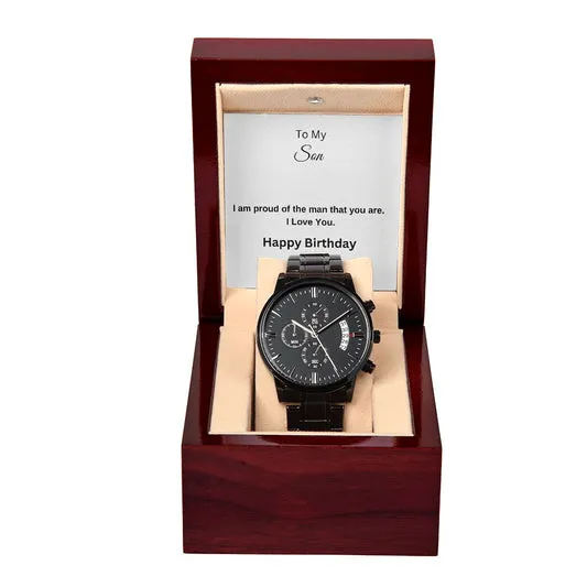 To Son: Black Chronograph Watch (Birthday)