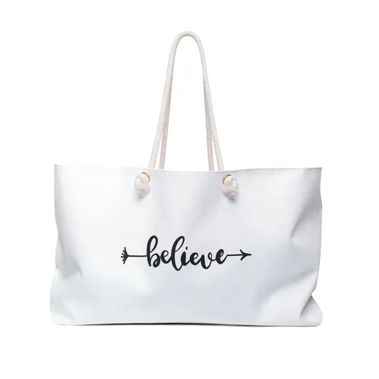 Weekender Bag | White Tote | Believe