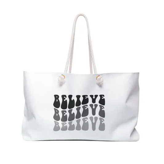 Weekender Bag | White Tote | Believe